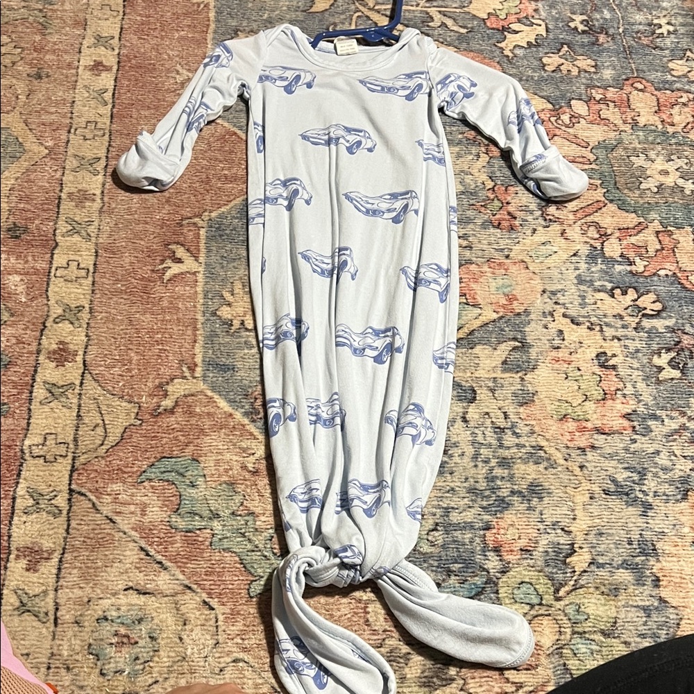 Kate Quinn Light Blue Car Print Baby Gown